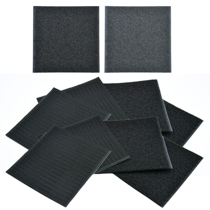 4"x4" Black Adhesive Hook and Loop Square 2/pk