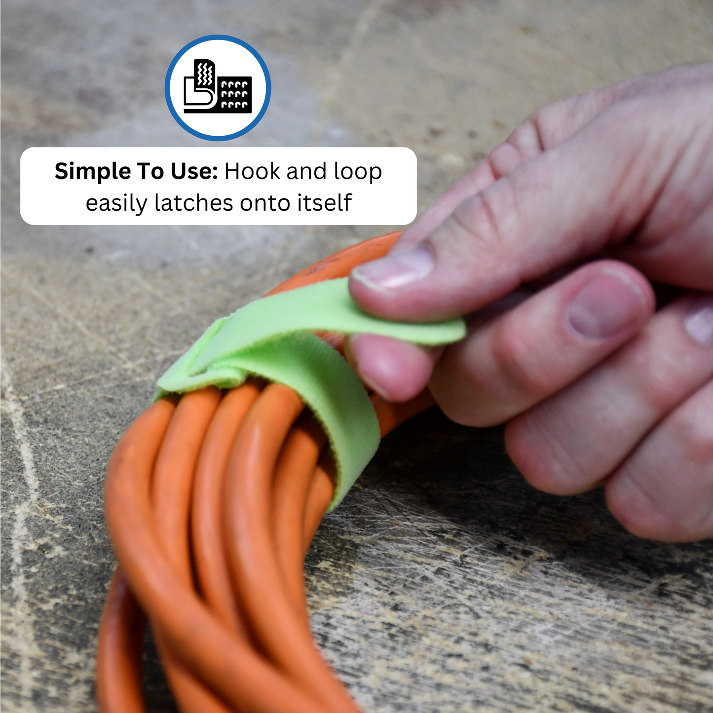 5", 8" Colored Hook and Loop Cable Tie 20/pk