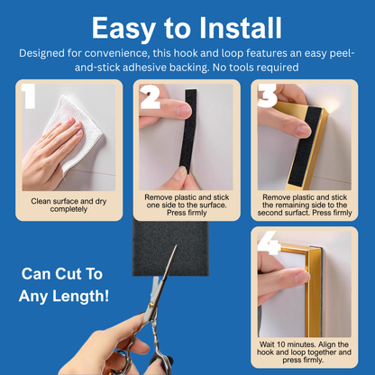 4"x4" Black Adhesive Hook and Loop Square 2/pk