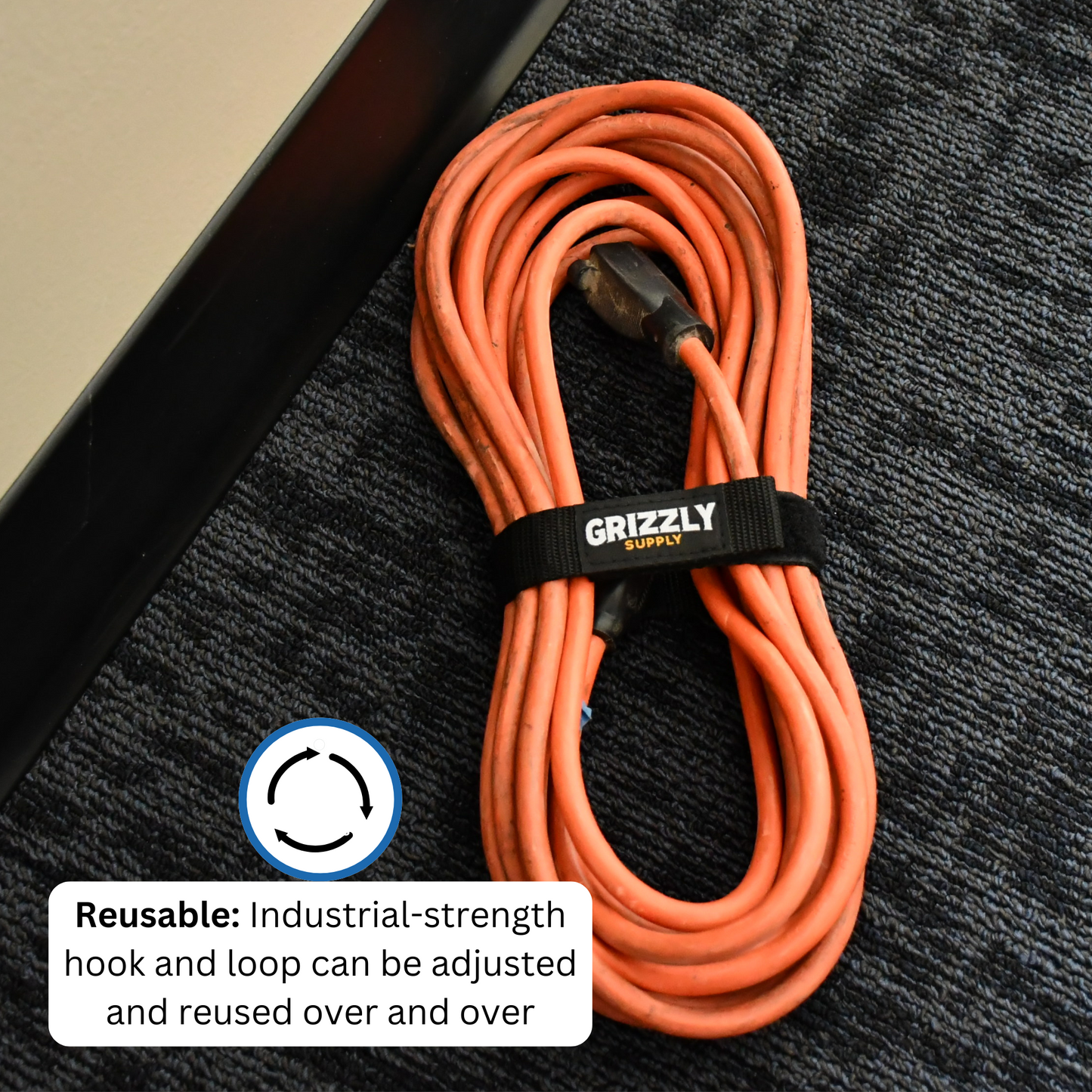 9" (4pc), 12" (6pc), 16" (2pc) Black Hook and Loop Bundle Strap