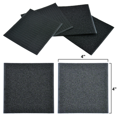 4"x4" Black Adhesive Hook and Loop Square 2/pk
