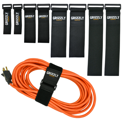 6" (2pc), 9" (2pc), 12" (2pc), 18" (2pc) Black Hook and Loop Stretch Strap