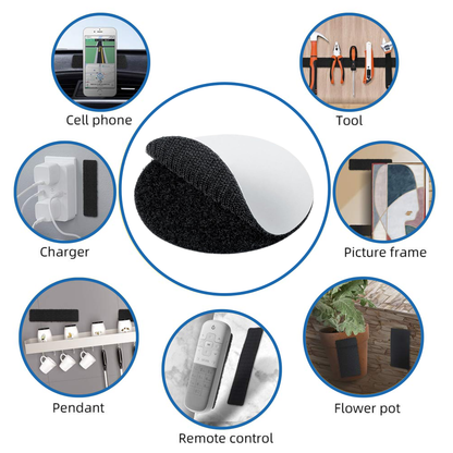 .75" Black Adhesive Hook and Loop Dot 25/pk