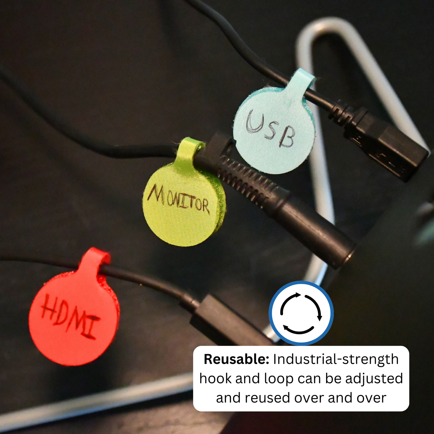 Assorted Color Circle Cable Label 10/pk