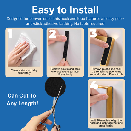 .75" Black Adhesive Hook and Loop Dot 25/pk