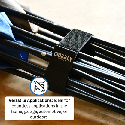 6" (2pc), 9" (2pc), 12" (2pc), 18" (2pc) Black Hook and Loop Stretch Strap
