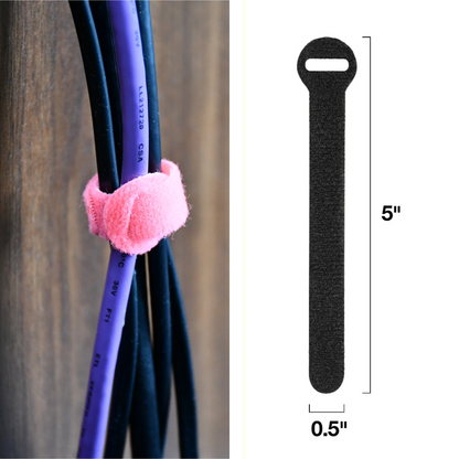 5" Colored Hook and Loop Cable Tie 20/pk