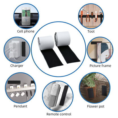 4'x2" Black Adhesive Hook and Loop Roll 1/pk