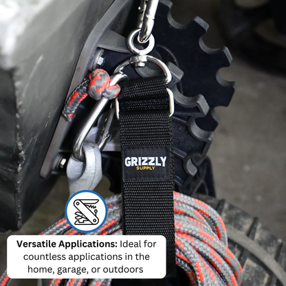 18" Black Hook and Loop Storage Strap with Carabiner 1/pk