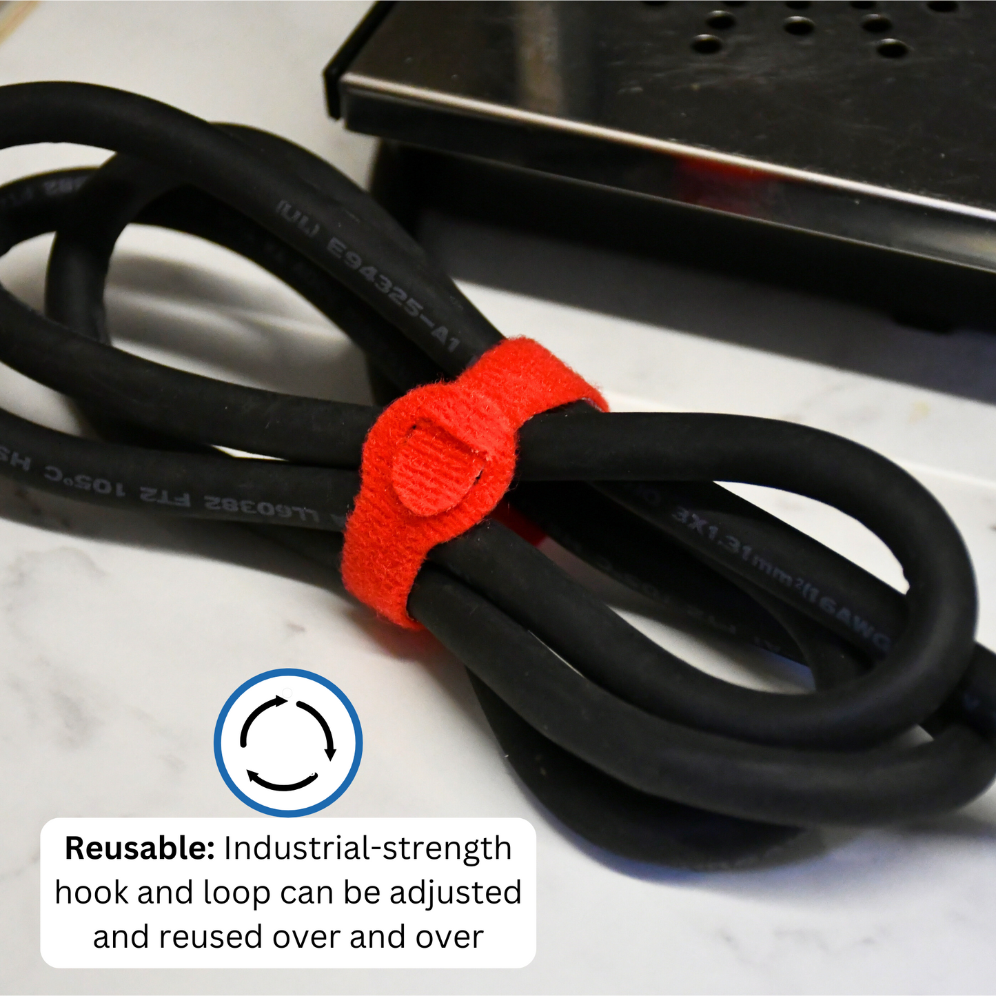 5" Colored Hook and Loop Cable Tie 20/pk
