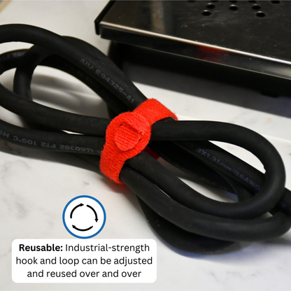 5" Colored Hook and Loop Cable Tie 20/pk