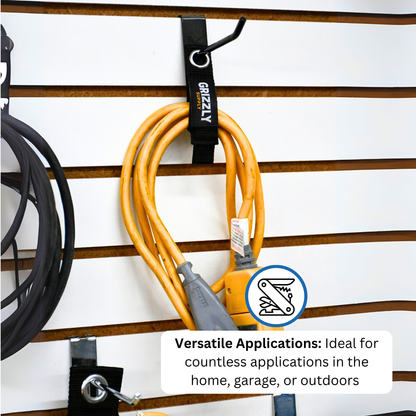 7" Black Hook and Loop Storage Strap 4/pk
