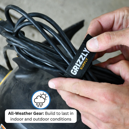 9" Black Hook and Loop Bundle Strap 4/pk