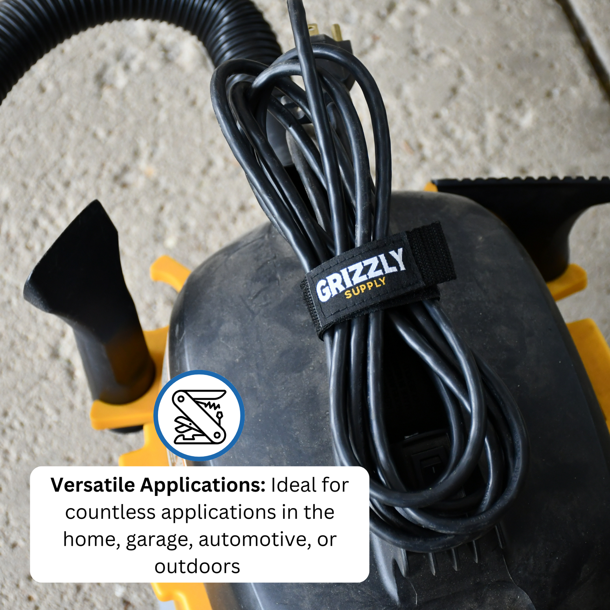 9" Black Hook and Loop Bundle Strap 4/pk