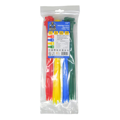 11" 50lb Assorted Color Cable Tie 100/bag
