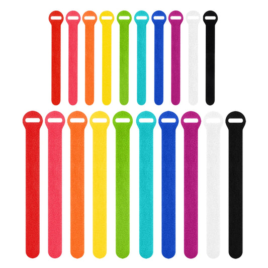 5", 8" Colored Hook and Loop Cable Tie 20/pk