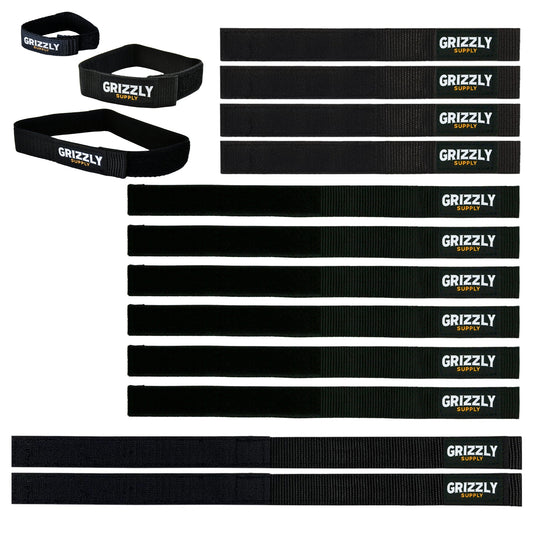 9" (4pc), 12" (6pc), 16" (2pc) Black Hook and Loop Bundle Strap