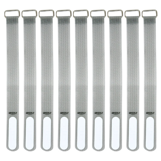 8" Gray Hook and Loop Cinch Strap 9/pk