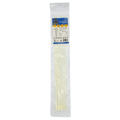 18" 120lb Natural Light Heavy-Duty Cable Tie 10/bag