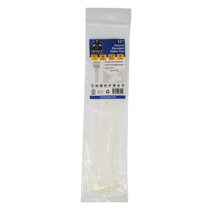11" 50lb Natural Standard Cable Tie 15/bag