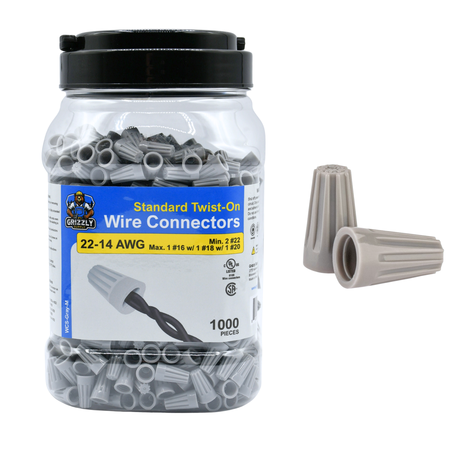Standard Gray Screw-On Wire Connector 22-14 1,000/bag