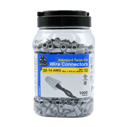 Standard Gray Screw-On Wire Connector 22-14 1,000/bag