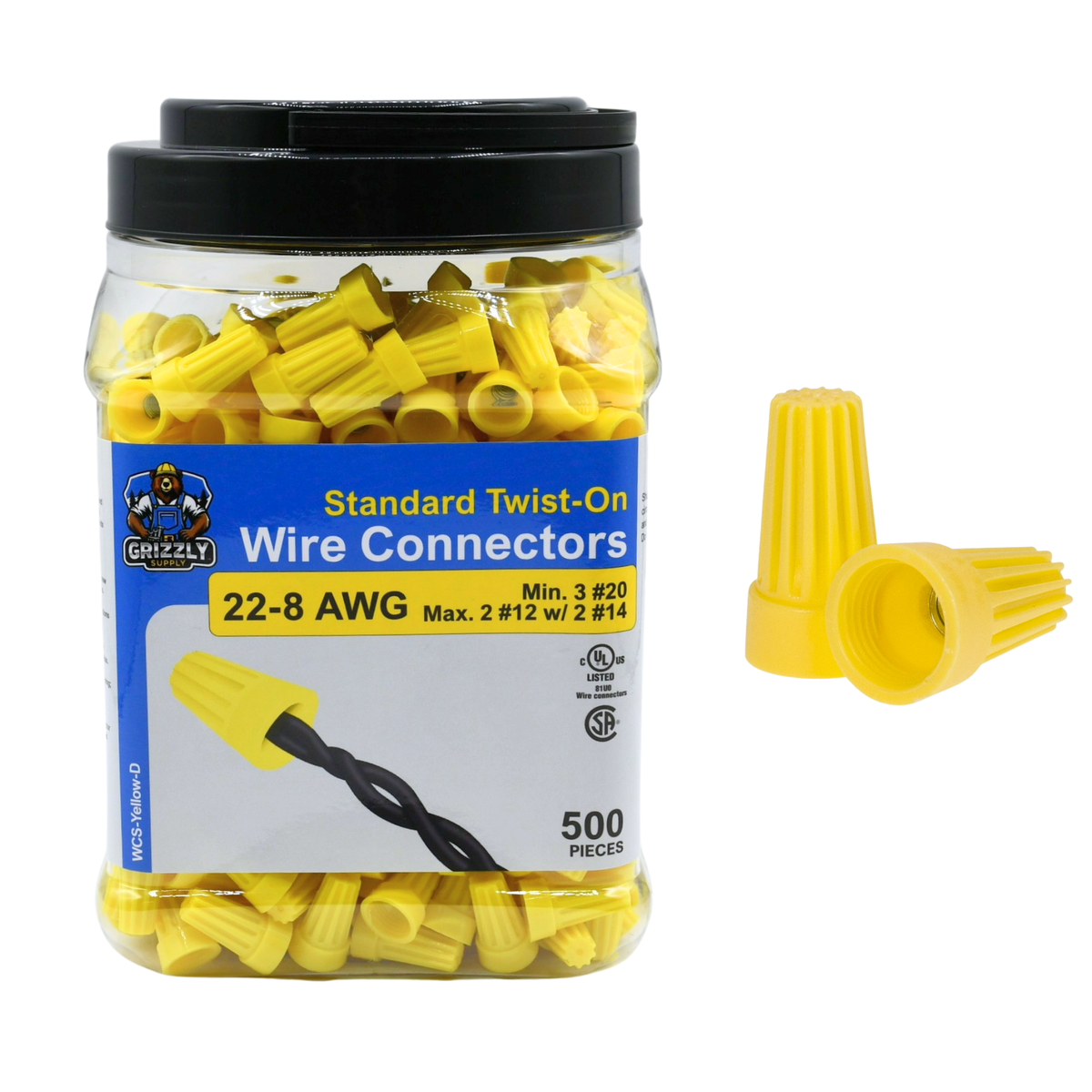 Standard Yellow Screw-On Wire Connector 22-10 500/bag