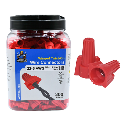 Winged Red Screw-On Wire Connector 16-12 300/bag