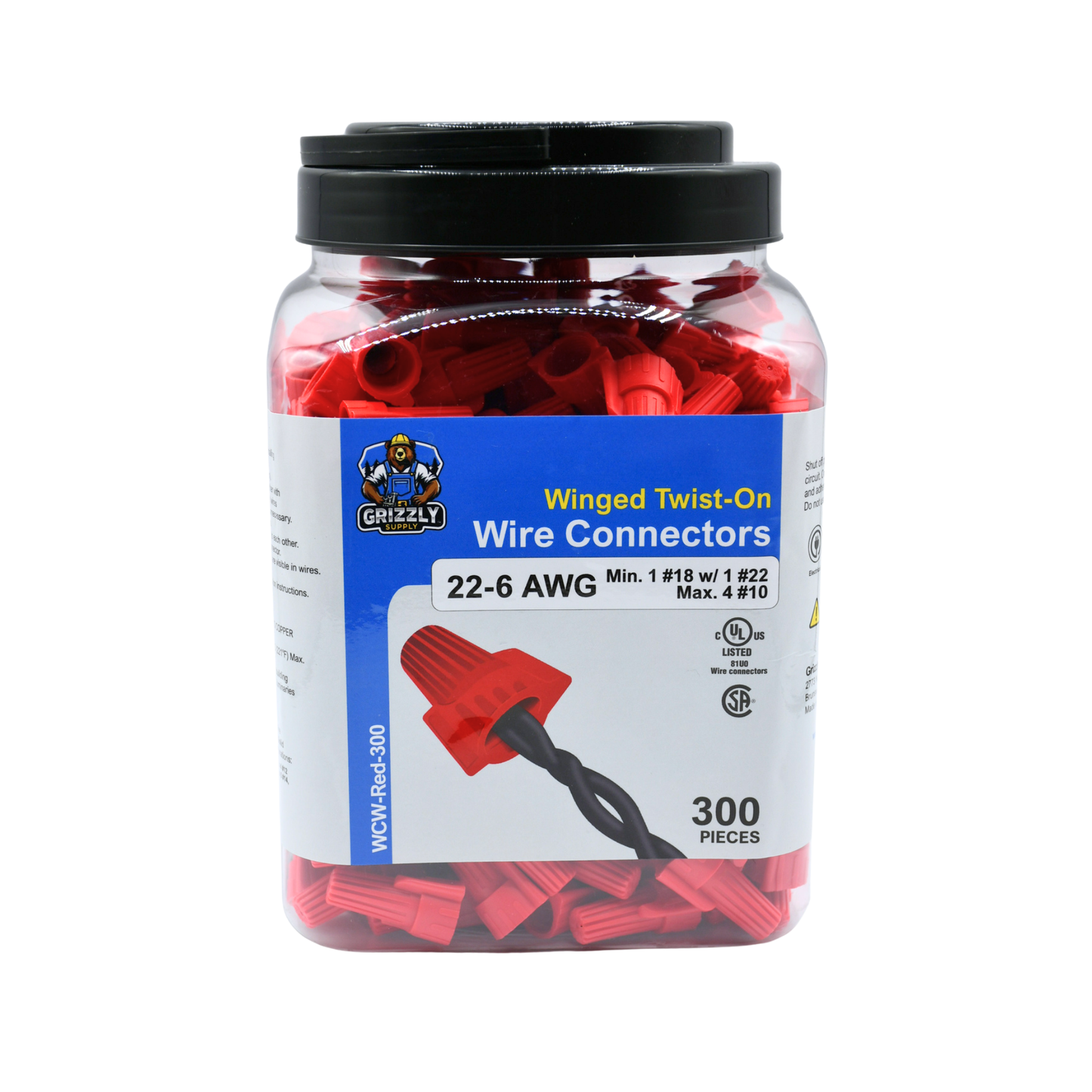 Winged Red Screw-On Wire Connector 16-12 300/bag