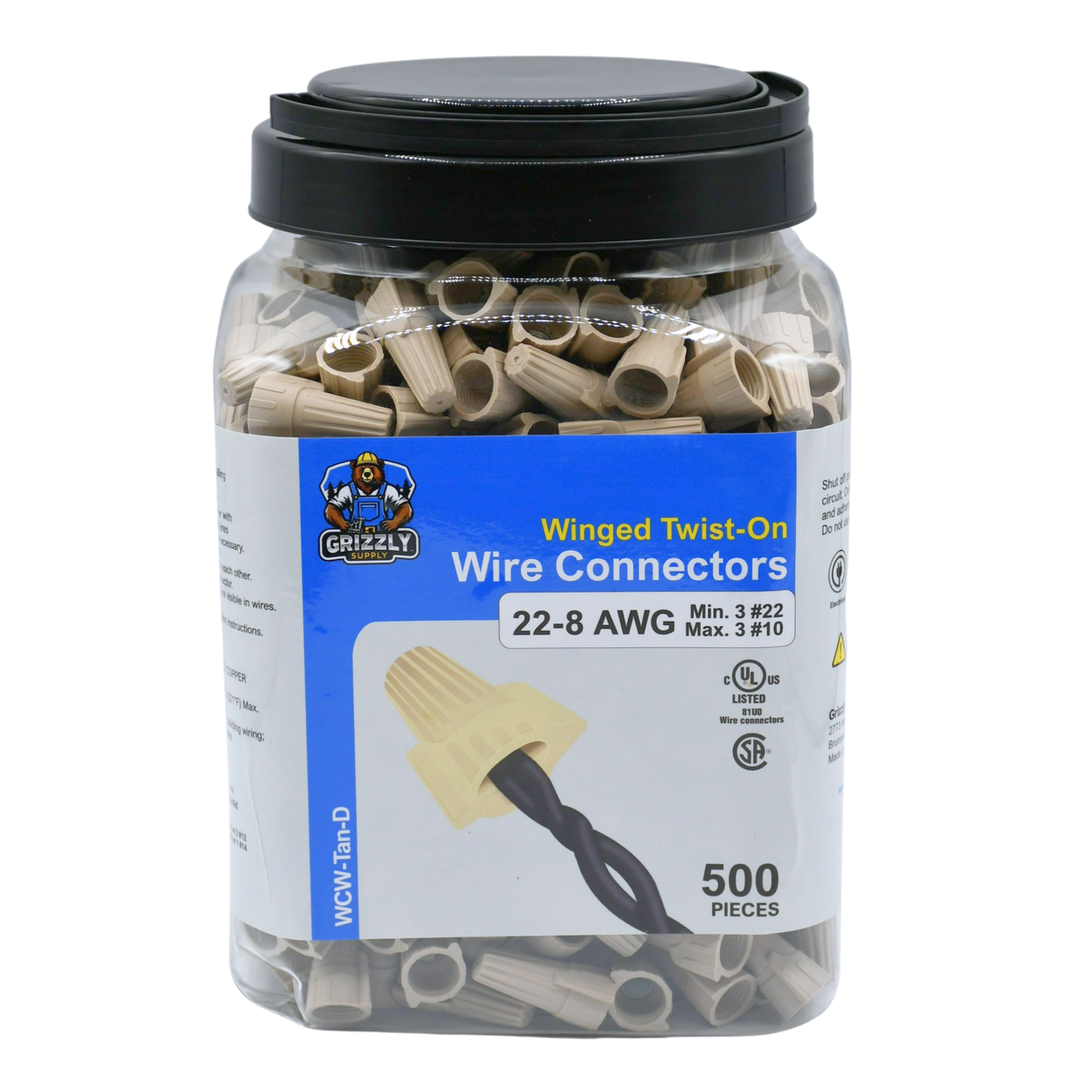 Winged Tan Screw-On Wire Connector 22-12 500/bag