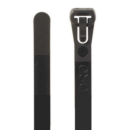 8" 50lb Black Reusable Cable Tie 25/bag