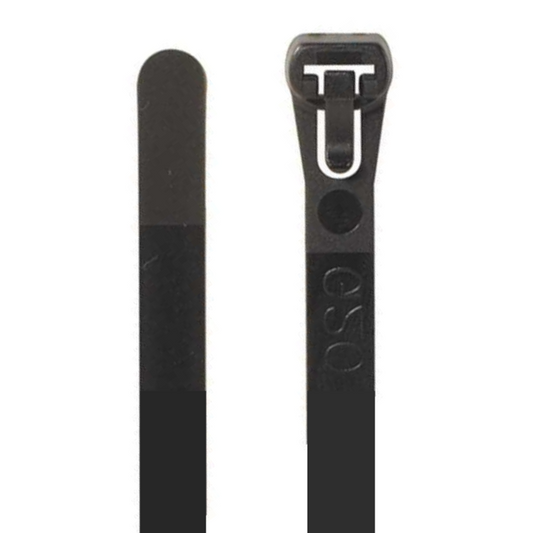 8" 50lb Black Reusable Cable Tie 50/bag