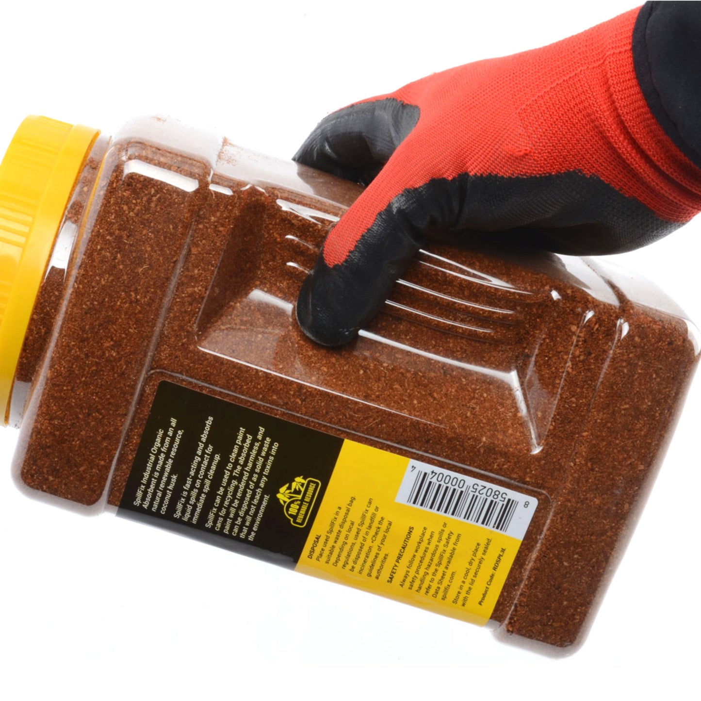 SpillFix 3Qt Coconut Coir Spill Absorbent Shaker Jar, 0.5 Gal Capacity