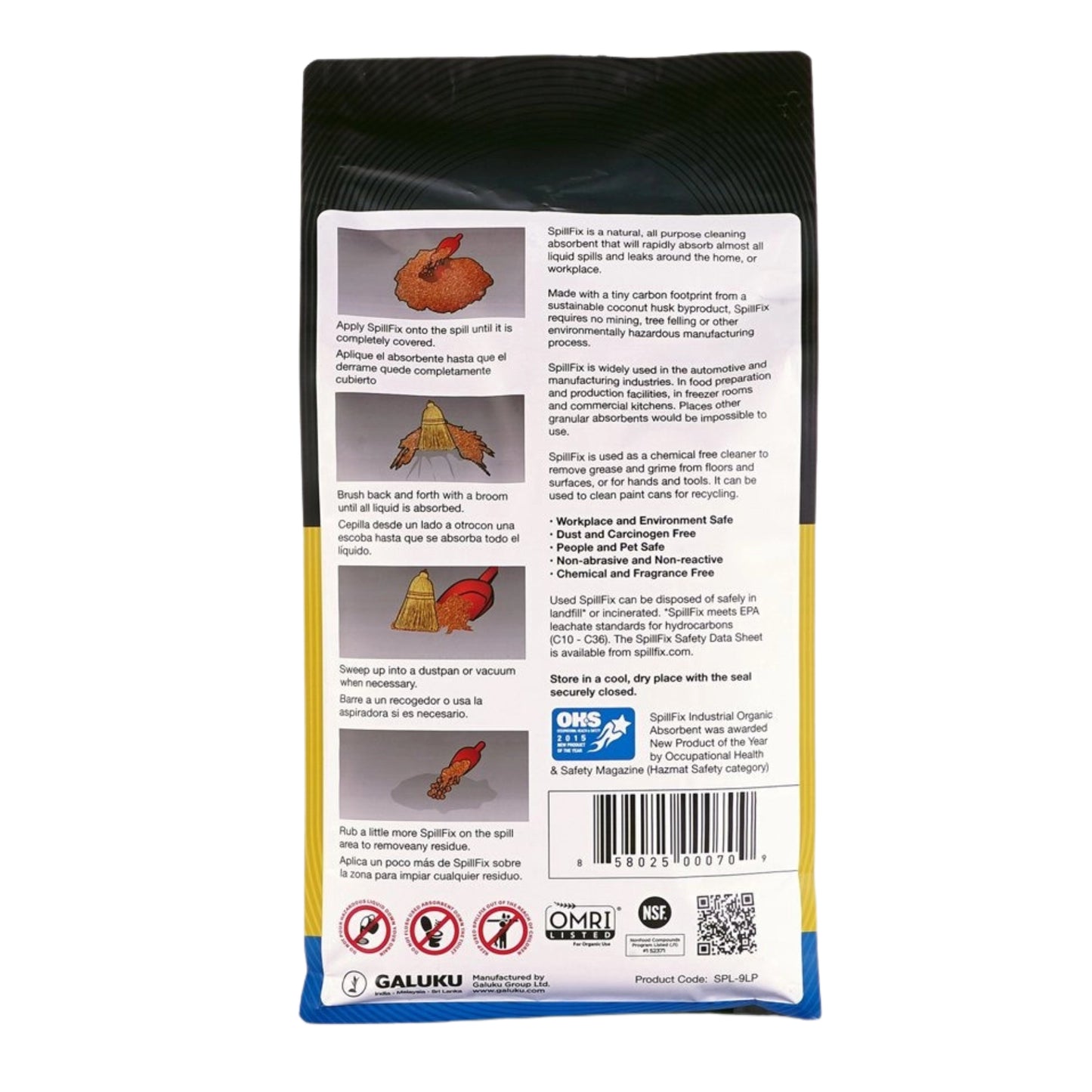 SpillFix 2-in-1 Spill Absorbent & Sweeping Compound, 2.5 Gal Capacity
