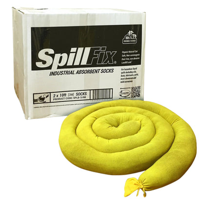 SpillFix 10FT Universal Absorbent Boom Sock 3 Pack, 36 Qt Capacity