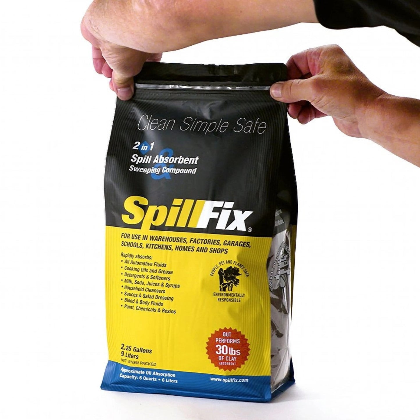 SpillFix 2-in-1 Spill Absorbent & Sweeping Compound, 2.5 Gal Capacity